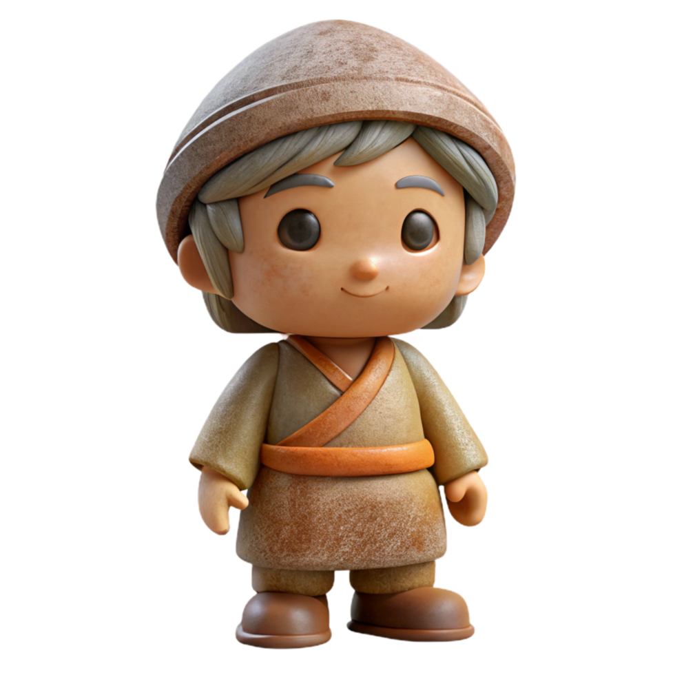 extraordinary rustic D Printed Miniature Figurine Side View Isolated detailed png