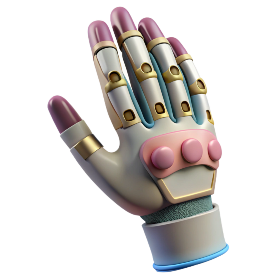vibrant modern D Printed Prosthetic Hand Front View Cutout 4K png