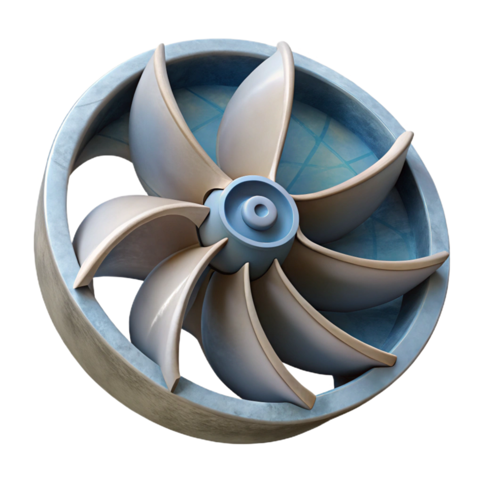 elegant minimalist D Printed Turbine Blade Angled View Cutout original png