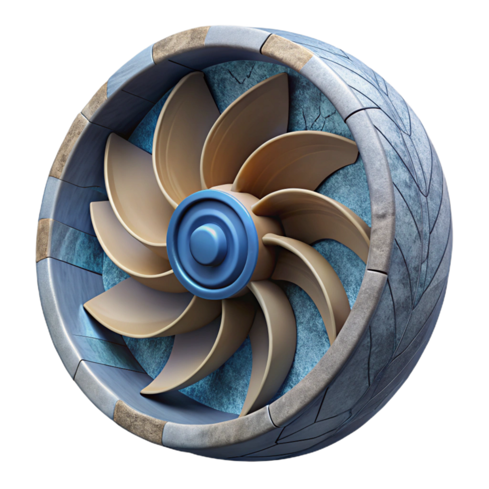 stunning modern D Printed Turbine Blade Angled View Cutout professional png