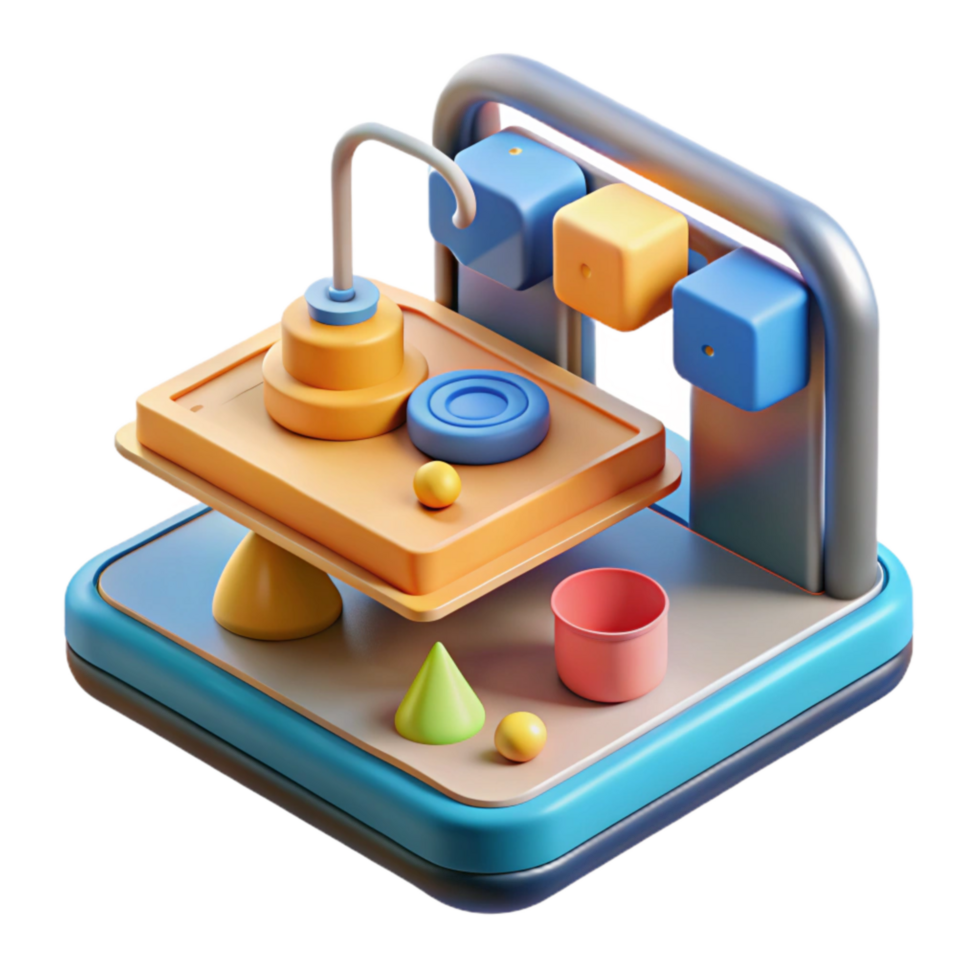 beautiful artistic D Printer Build Plate with Objects Transparent Background high quality png