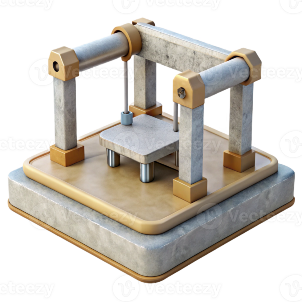beautiful minimalist D Printer Platform with Support Structures Isolated genuine png