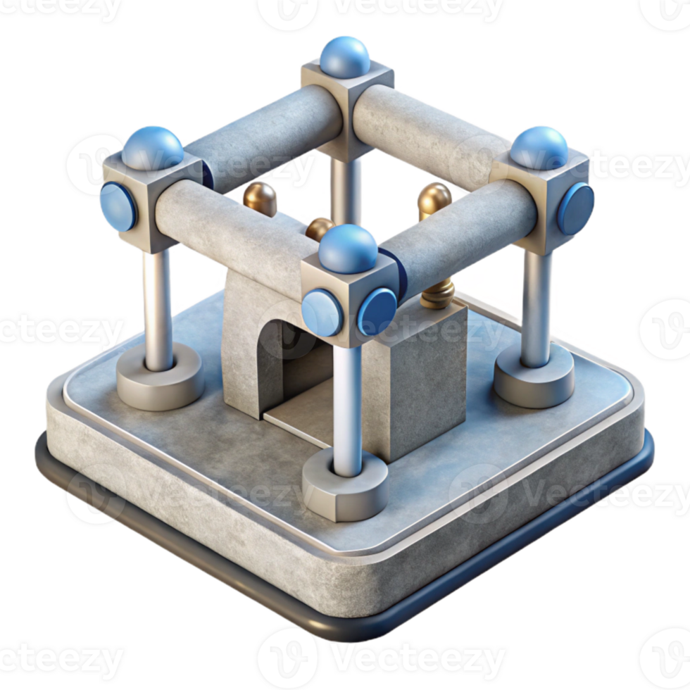 elegant artistic D Printer Platform with Support Structures Isolated high quality png