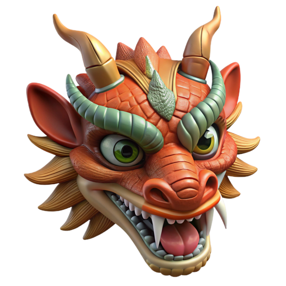 beautiful creative Dragon Dance Costume Head Isolated with Detailed Scales professional png