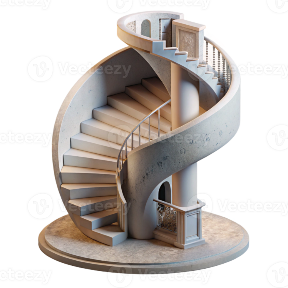 impressive artistic Dreamlike Architecture Spiral Staircase Cutout 4K png