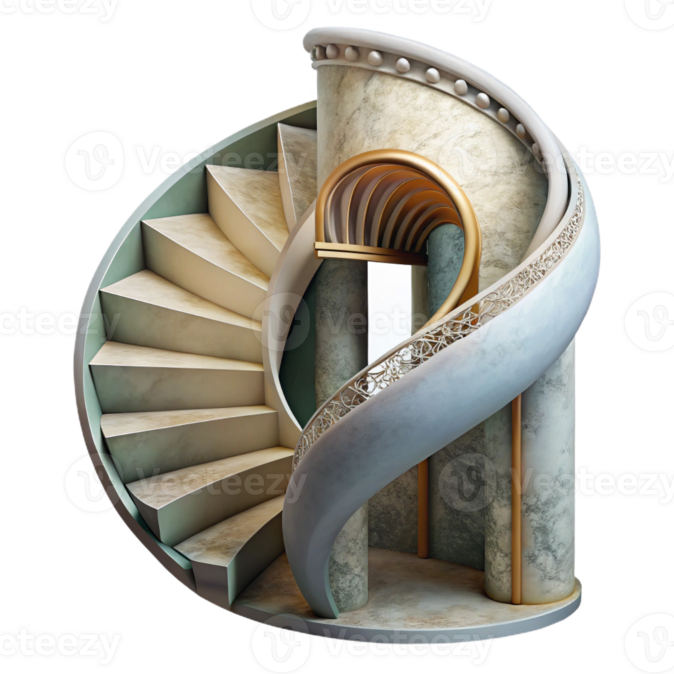 impressive creative Dreamlike Architecture Spiral Staircase Cutout professional png