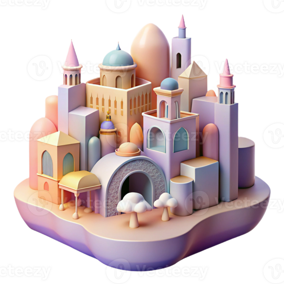 extraordinary vintage Dreamlike Cityscape Pastel Colors Cutout high resolution png