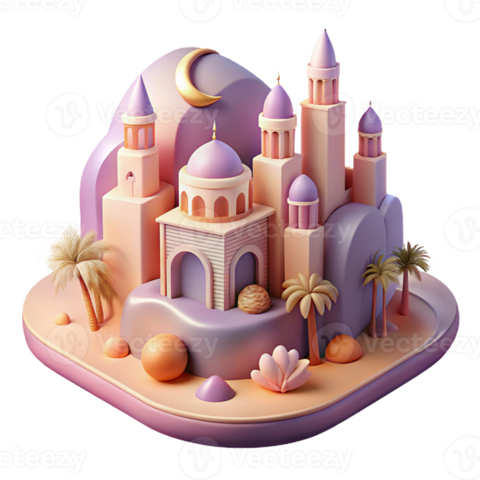 vibrant traditional Dreamlike Cityscape Pastel Colors Cutout detailed png