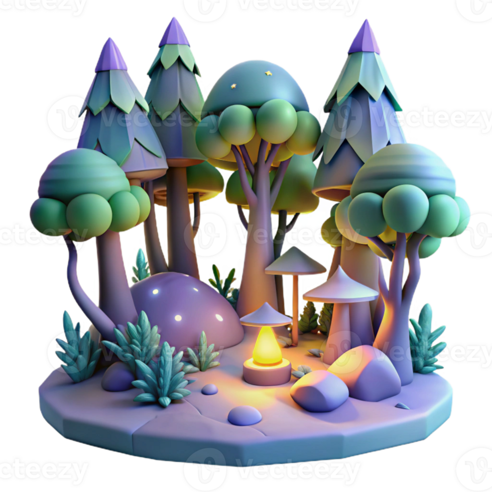 vibrant creative Dreamlike Forest Isolated with Soft Lighting professional png