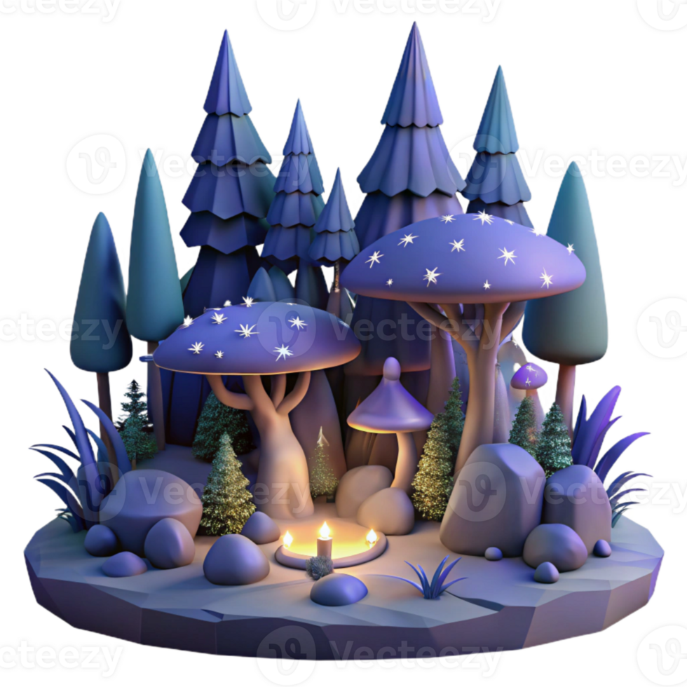 extraordinary creative Dreamlike Forest Isolated with Soft Lighting premium png
