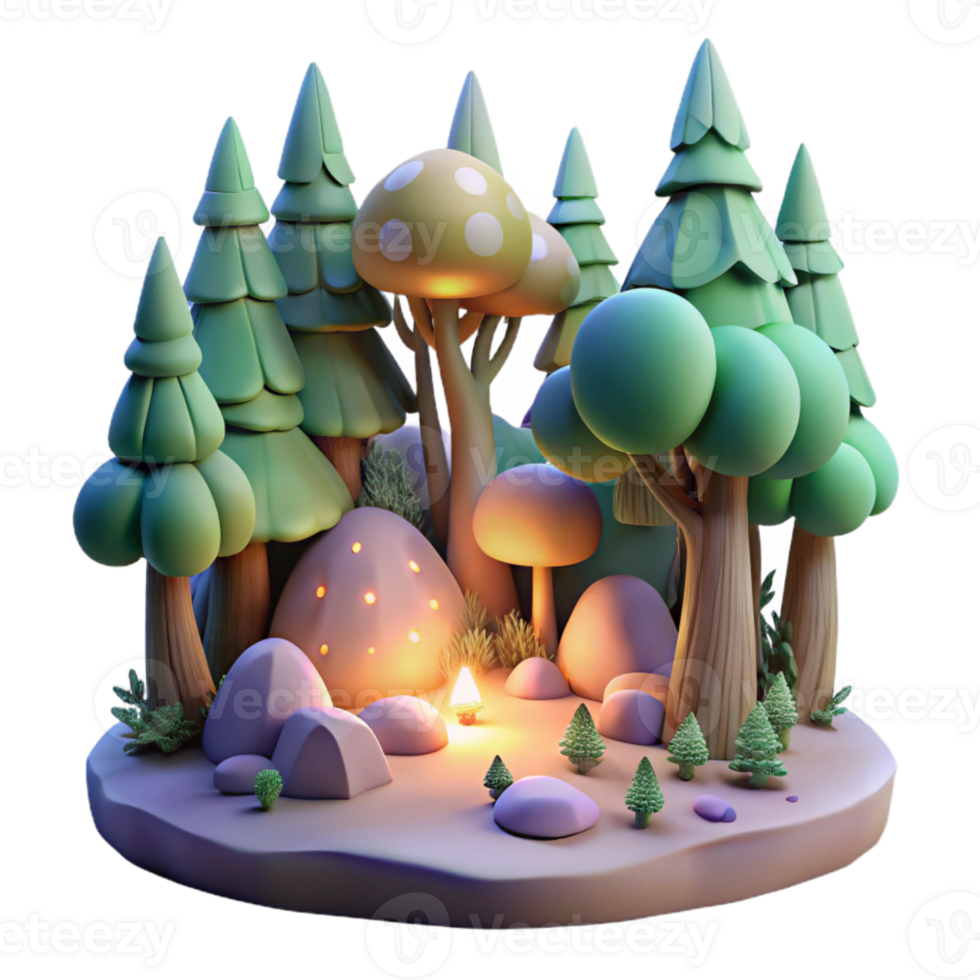 serene vintage Dreamlike Forest Isolated with Soft Lighting 4K png