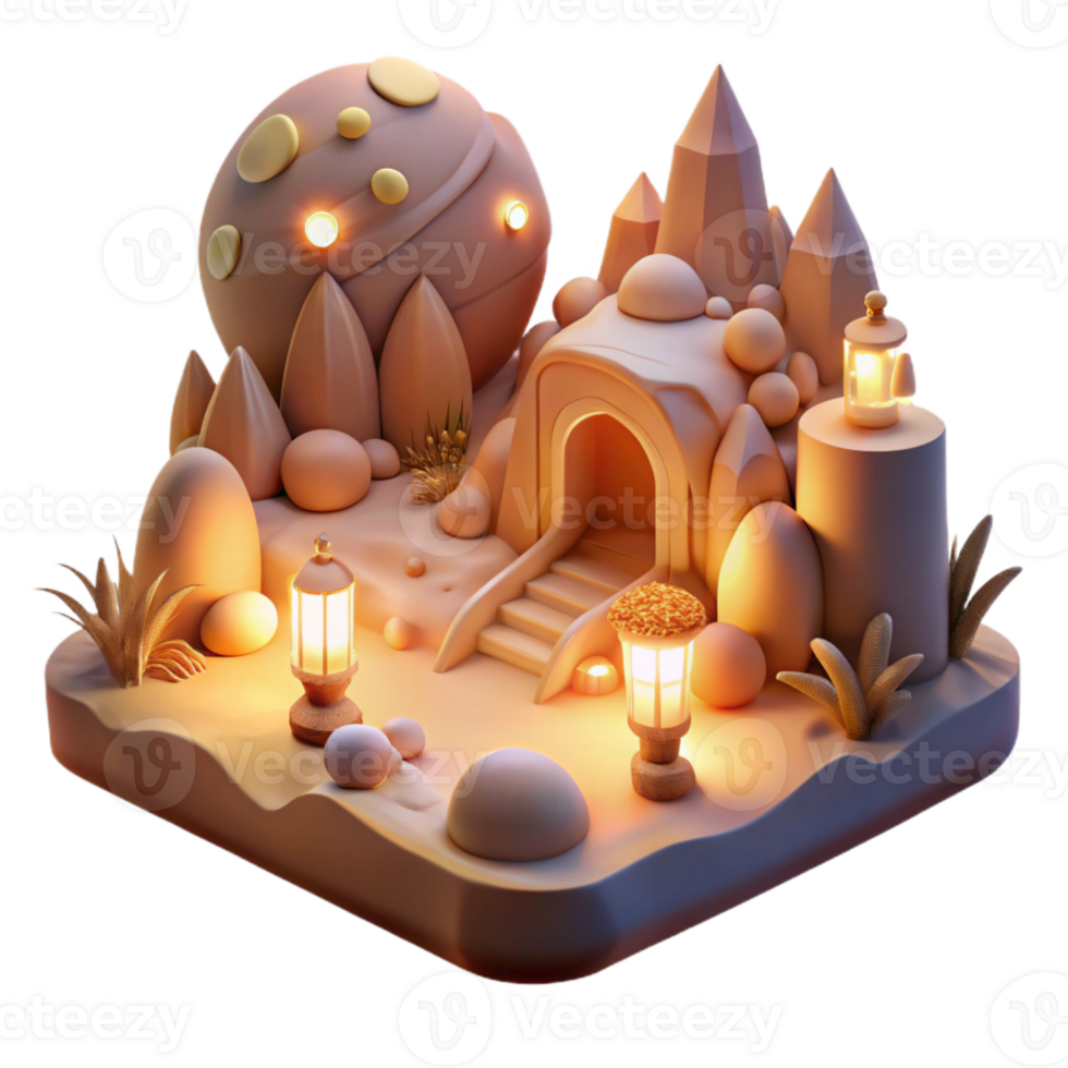 extraordinary rustic Dreamlike Landscape with Warm Lighting Cutout professional png