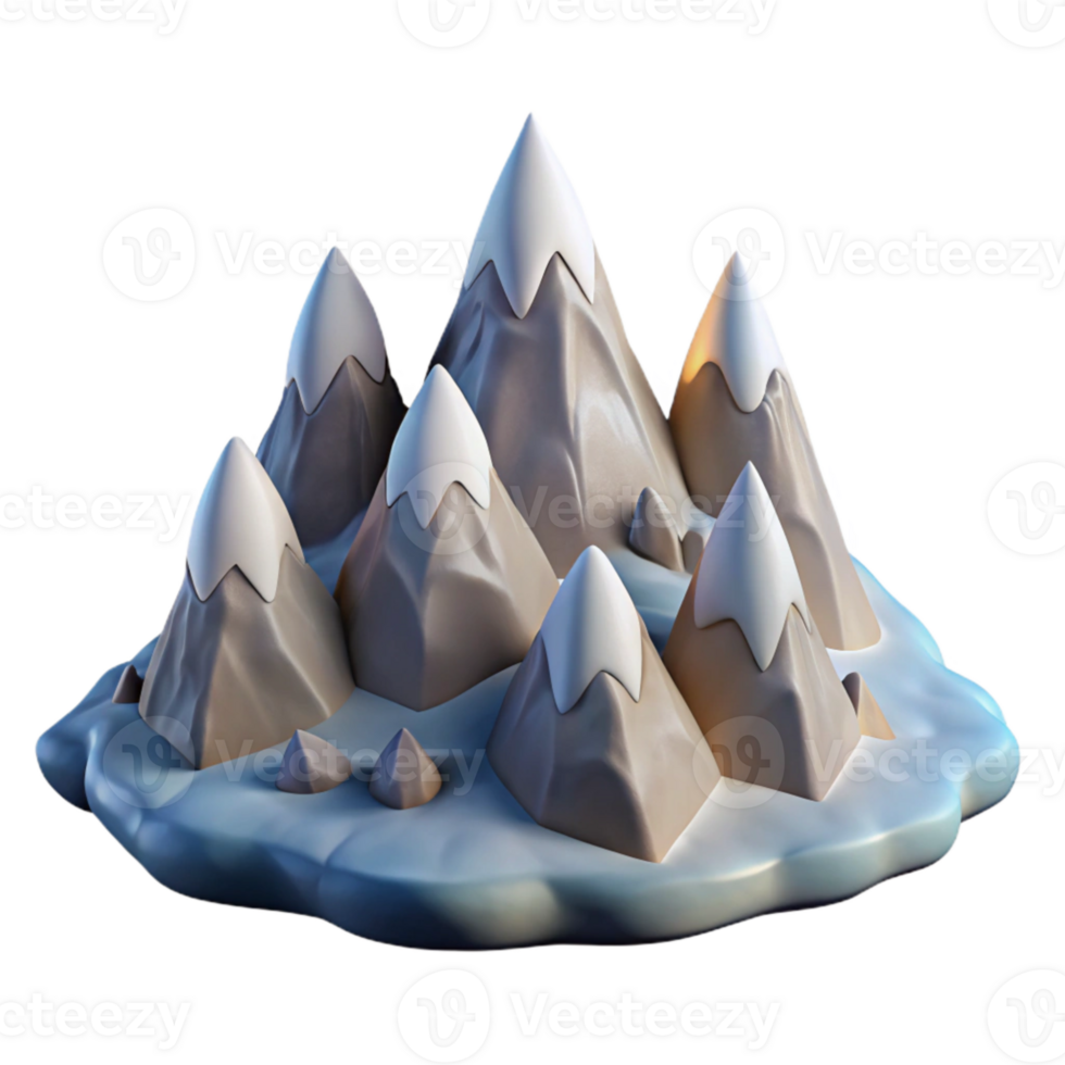 wonderful minimalist Dreamlike Mountain with Floating Peaks Transparent Background high resolution png