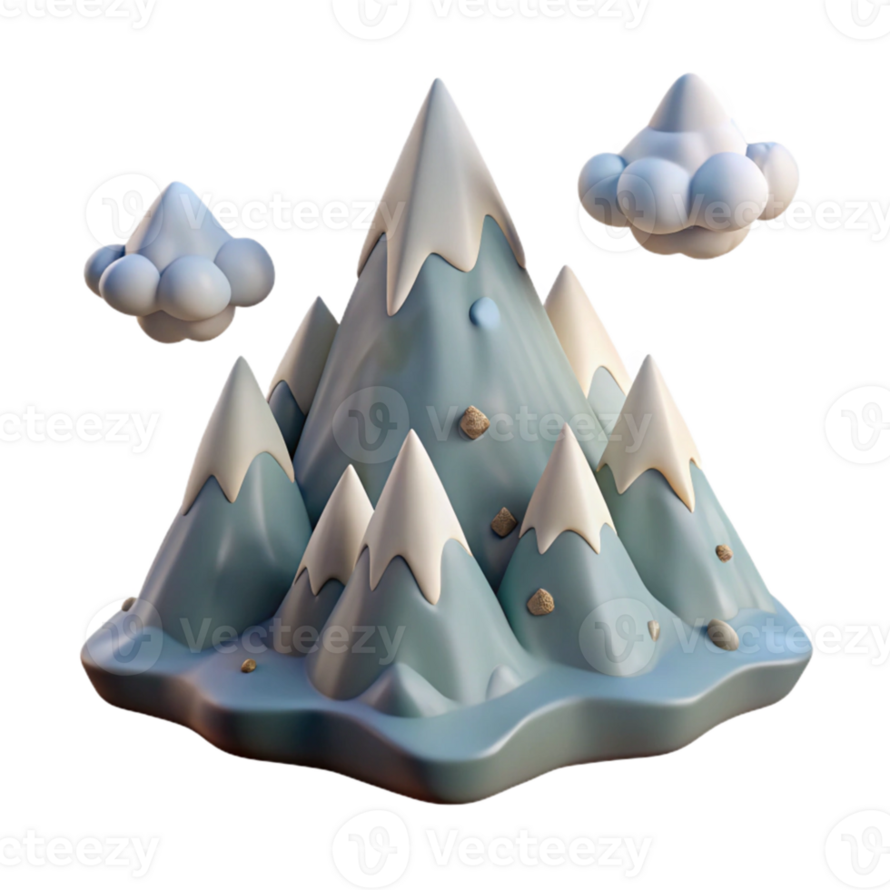 stunning rustic Dreamlike Mountain with Floating Peaks Transparent Background detailed png