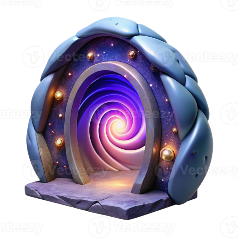 elegant abstract Dream Portal with Swirling Nebula Isolated on Transparent Background detailed png