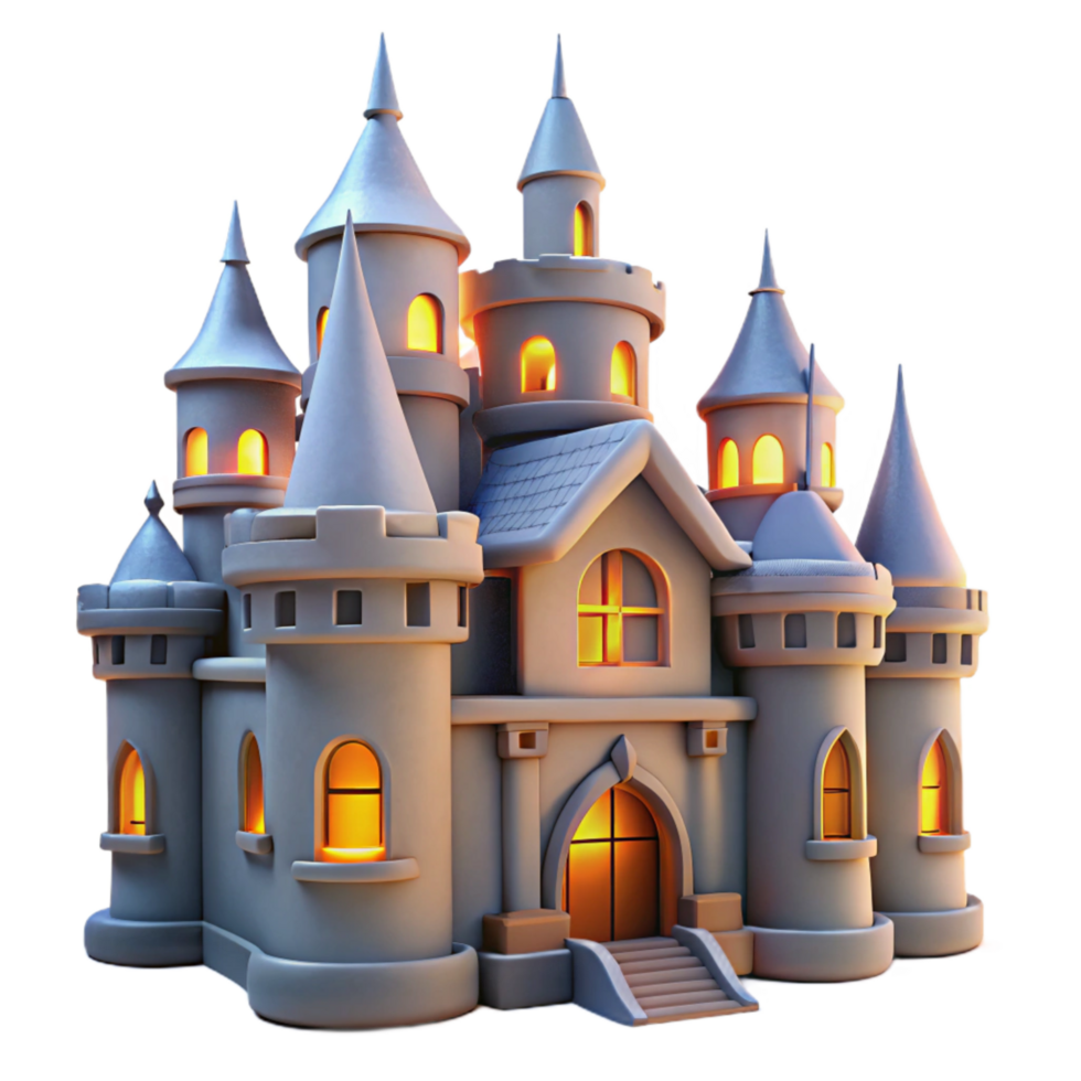 beautiful classic Dreamy Castle Cutout with Illuminated Windows premium png