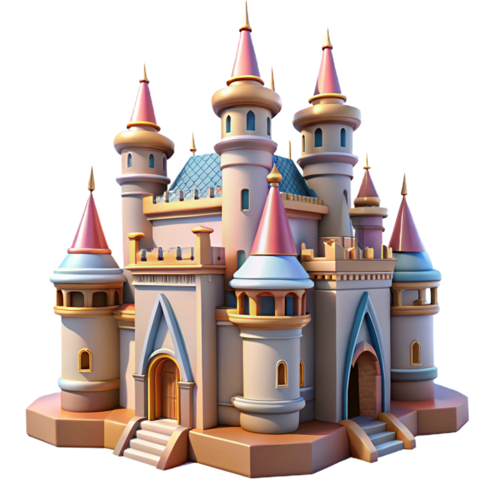 serene minimalist Dreamy Castle Isolated with Gothic Architecture premium png