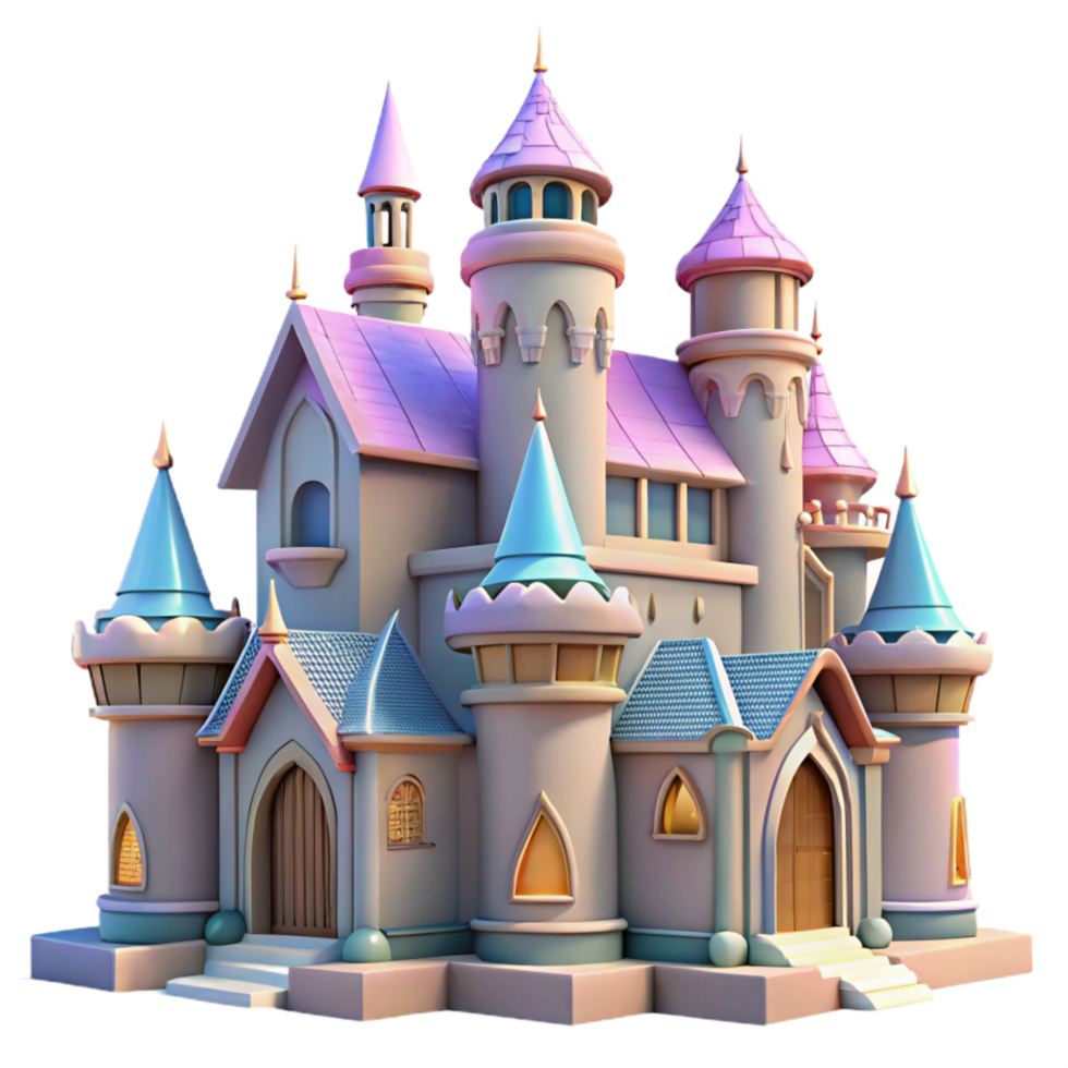 vibrant modern Dreamy Castle Isolated with Gothic Architecture high quality png