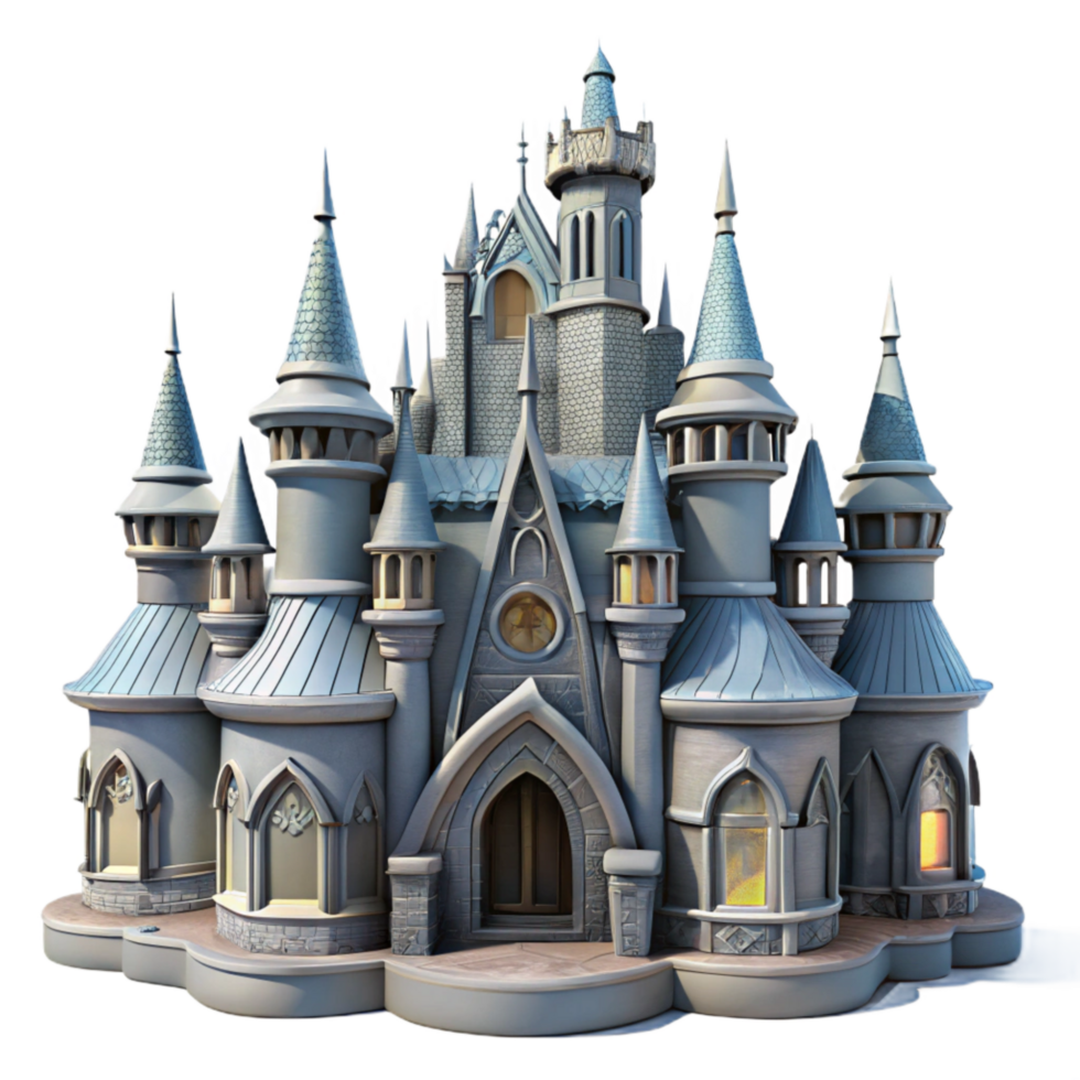 dramatic abstract Dreamy Castle Isolated with Gothic Architecture detailed png