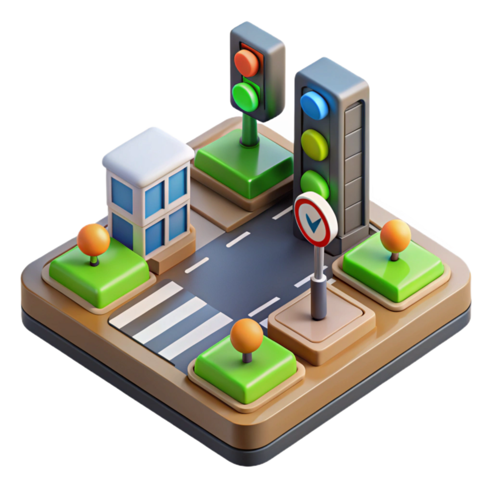 magnificent artistic D Rendered Smart City Intersection Cutout premium png