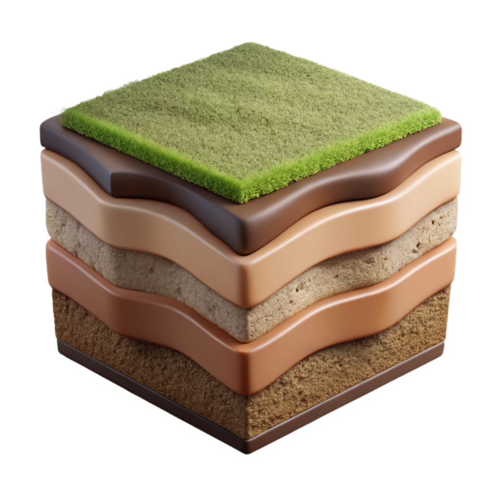 serene minimalist D Rendered Soil Layers Isolated Cross Section professional png
