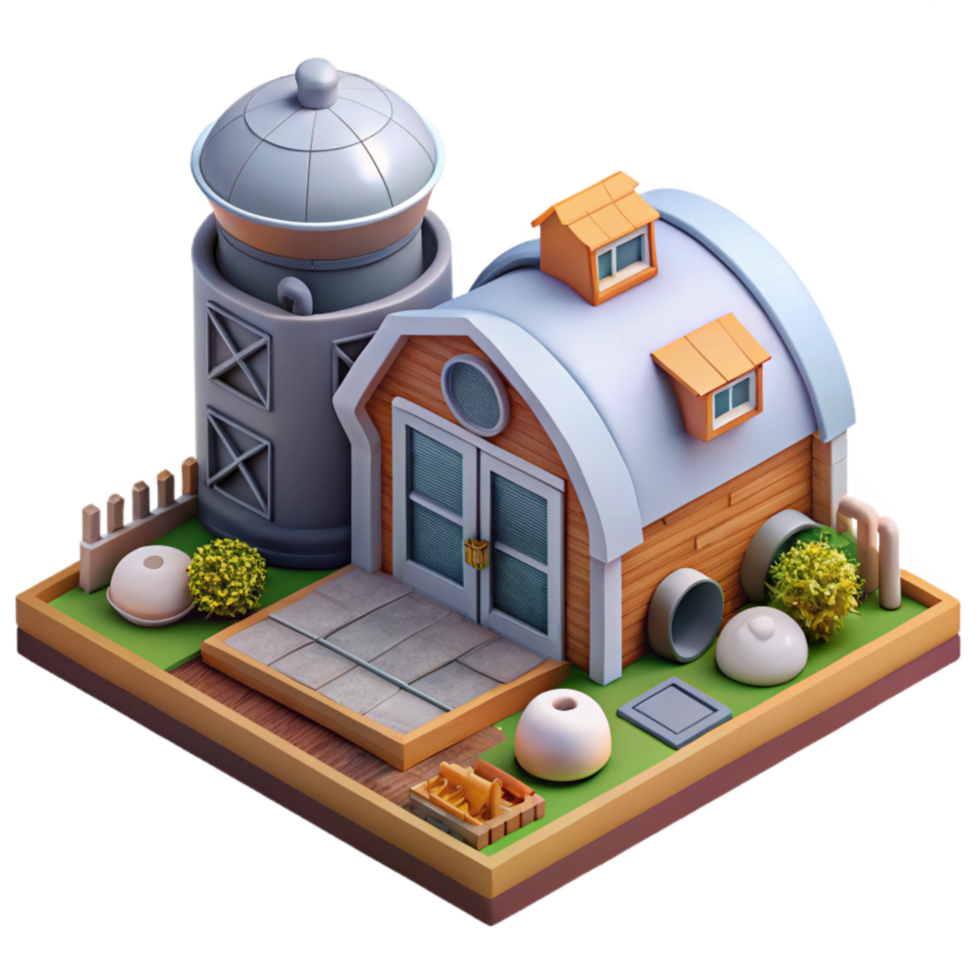 elegant classic D Rendered Space Farm Module Isometric View Cutout premium png