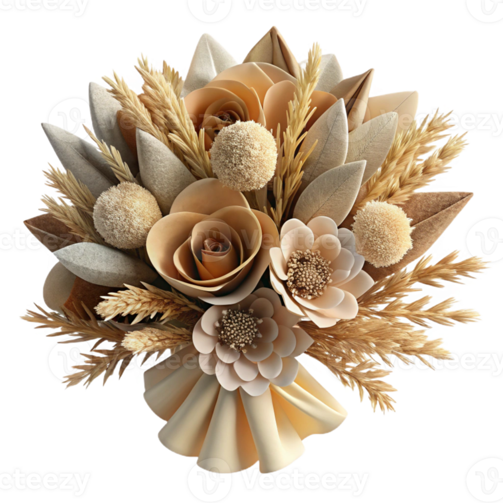 extraordinary contemporary Dried Flowers Bouquet Top View Transparent Background with Vintage Style original png