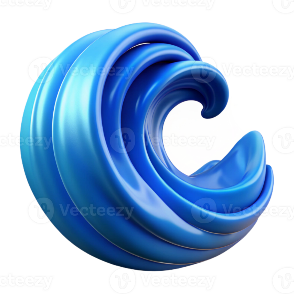 vibrant contemporary Dynamic Blue Wave Cutout with Rippled Texture 4K png