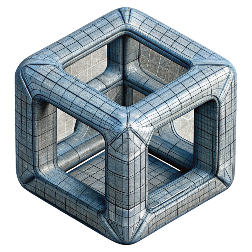 magnificent modern D Wireframe Cube Rotating View Cutout professional png