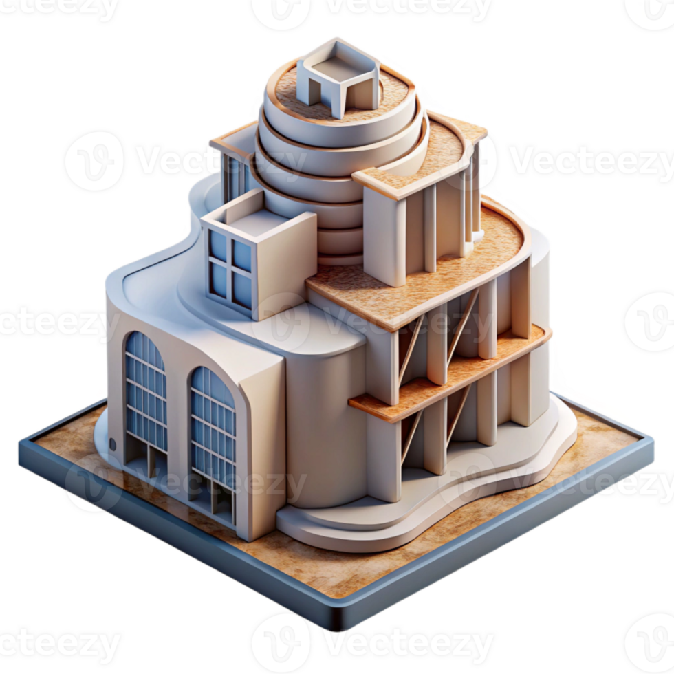 wonderful abstract Dynamic Building Massing Cutout Sculptural Form high resolution png