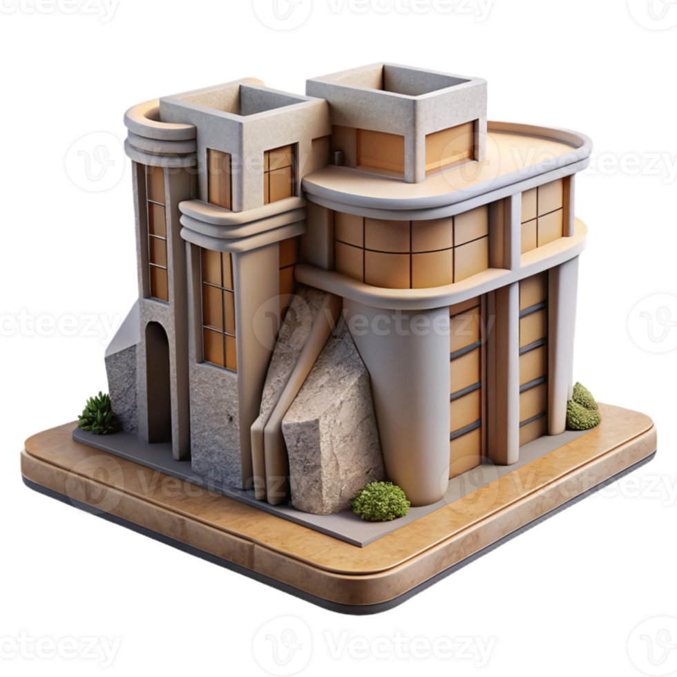 dramatic abstract Dynamic Building Massing Cutout Sculptural Form high quality png