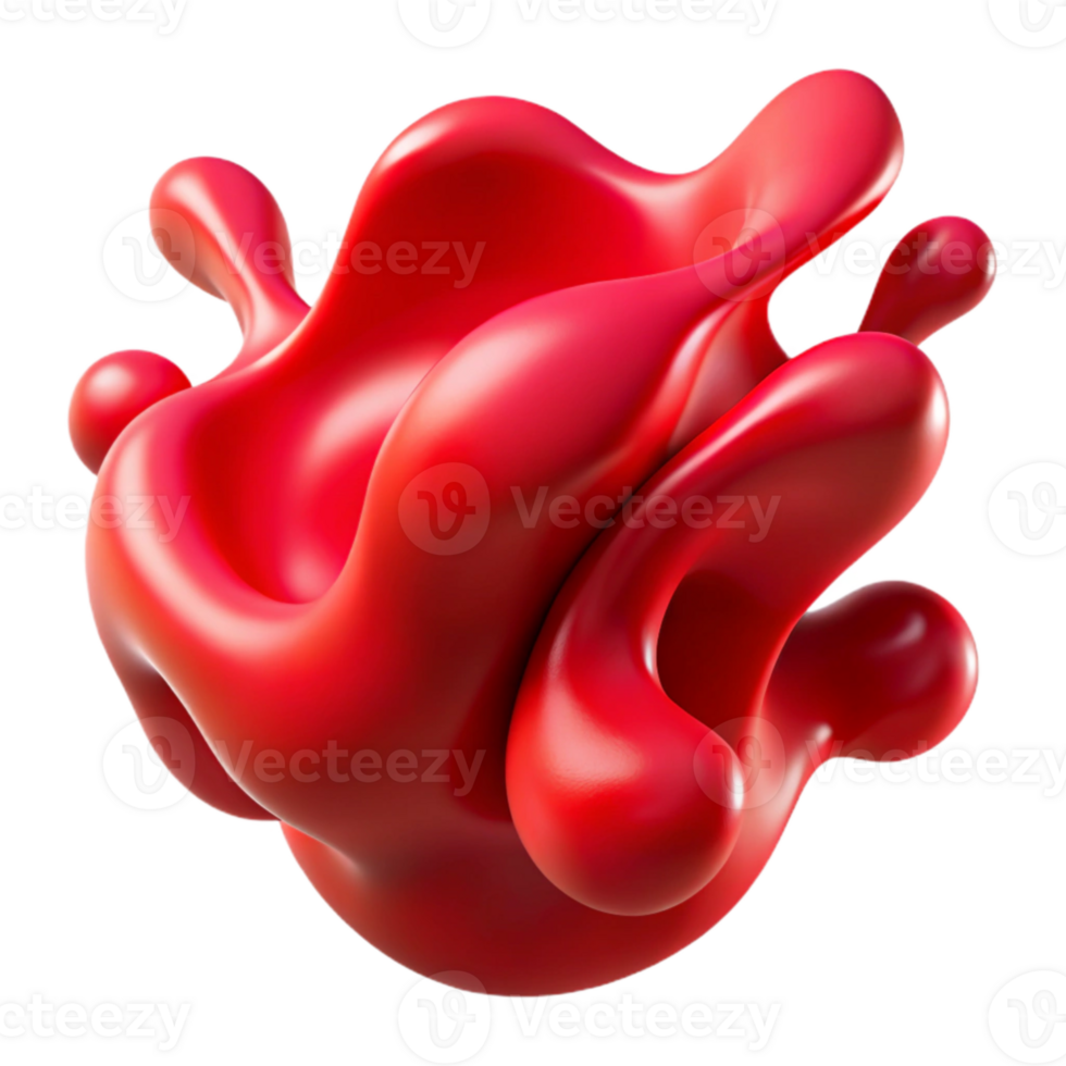 vibrant abstract Dynamic Red Fluid Motion Cutout Element high resolution png