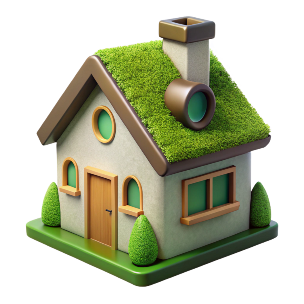 wonderful abstract Eco Friendly Home with Green Roof Cutout genuine png