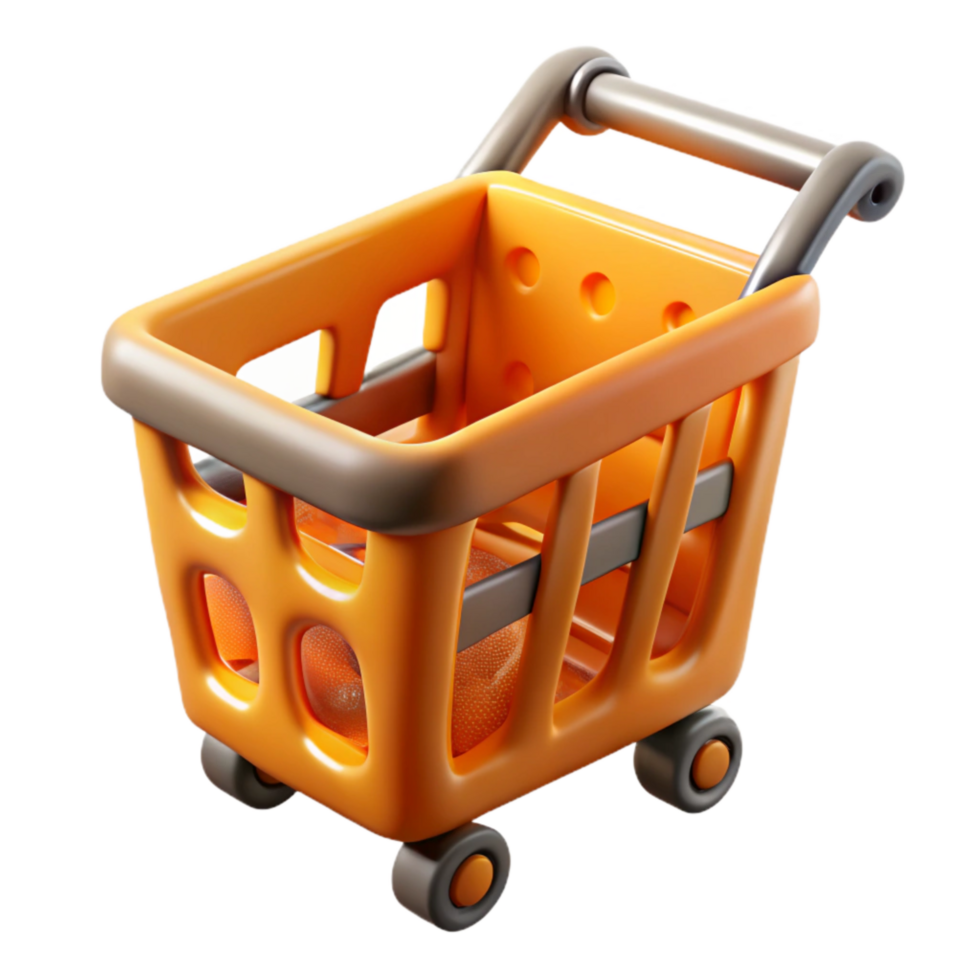 impressive vintage Ecommerce Shopping Cart Isolated with Orange Accents authentic png