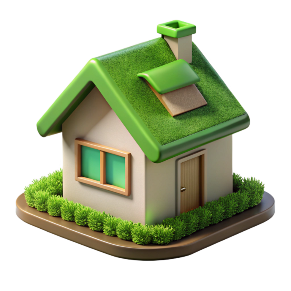 beautiful contemporary Eco House with Green Roof Cutout authentic png