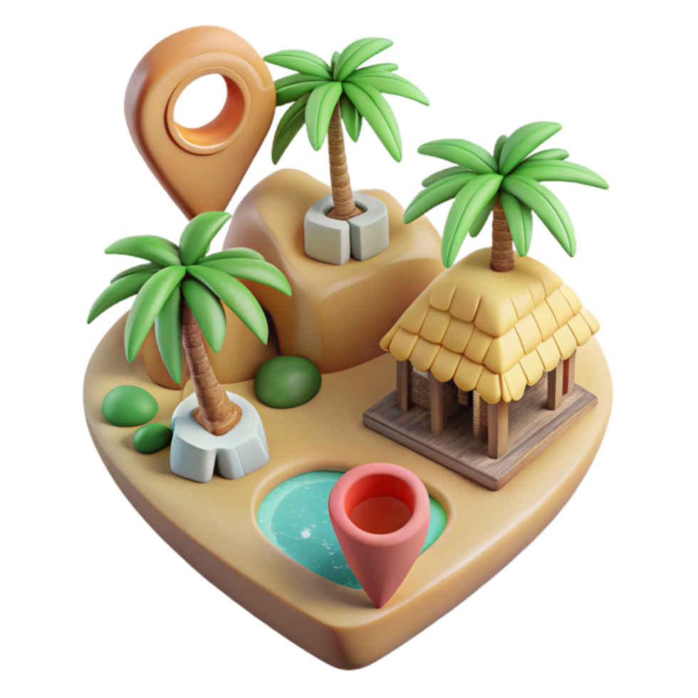 serene creative Eco Tourism Destination Cutout Tropical Island professional png