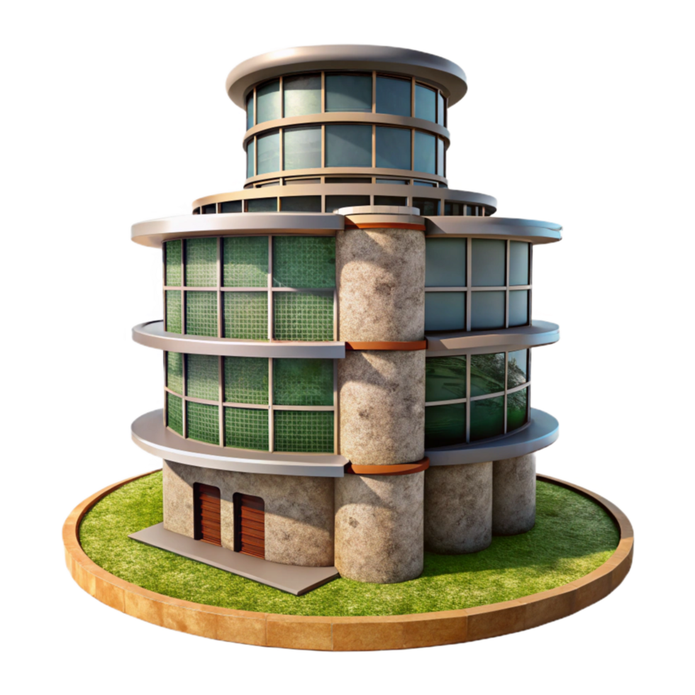 dramatic abstract Eco Tower Modern Architecture Isolated 4K png