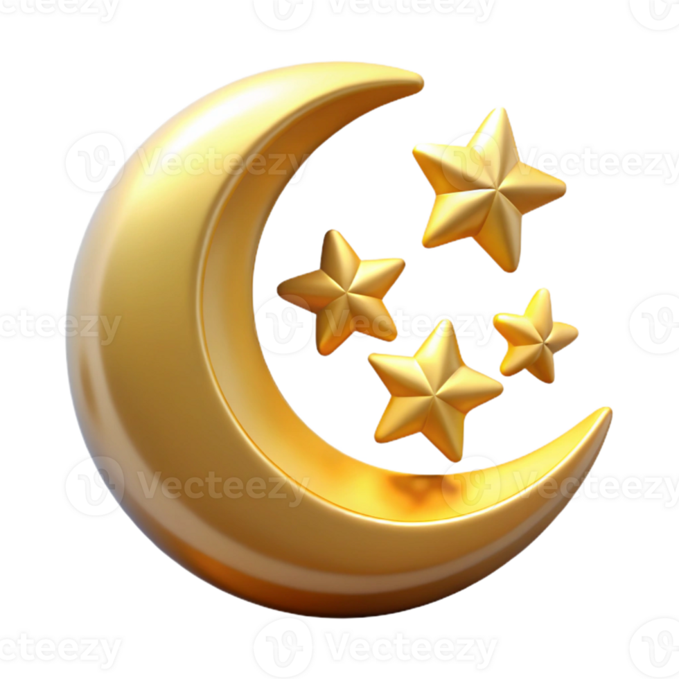 vibrant creative Eid Mubarak Crescent Moon with Stars Cutout 4K png