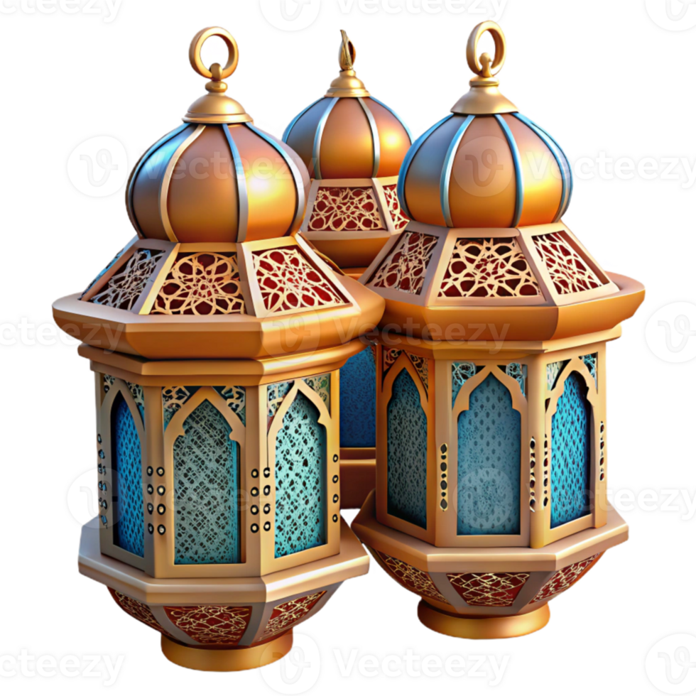 magnificent abstract Eid Mubarak Lanterns Cutout with Ornate Patterns Isolated detailed png