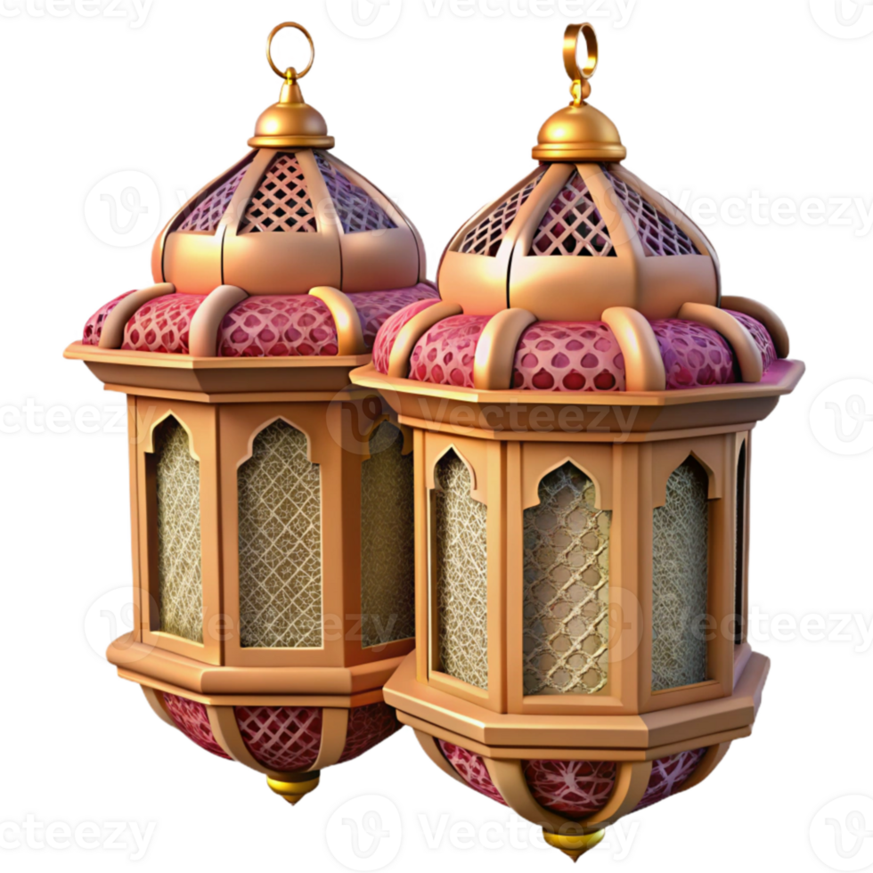 magnificent modern Eid Mubarak Lanterns Cutout with Ornate Patterns Isolated exclusive png