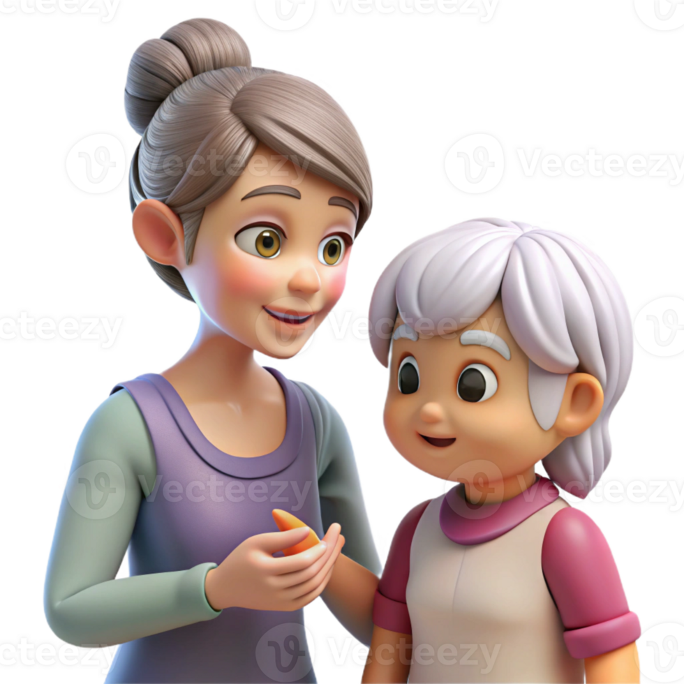 extraordinary modern Elderly Woman Giving Advice to Granddaughter Transparent Background premium png