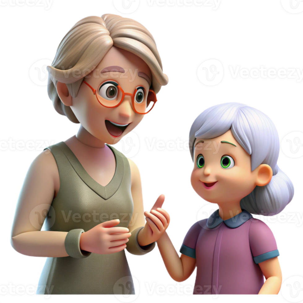 dramatic vintage Elderly Woman Giving Advice to Granddaughter Transparent Background high resolution png