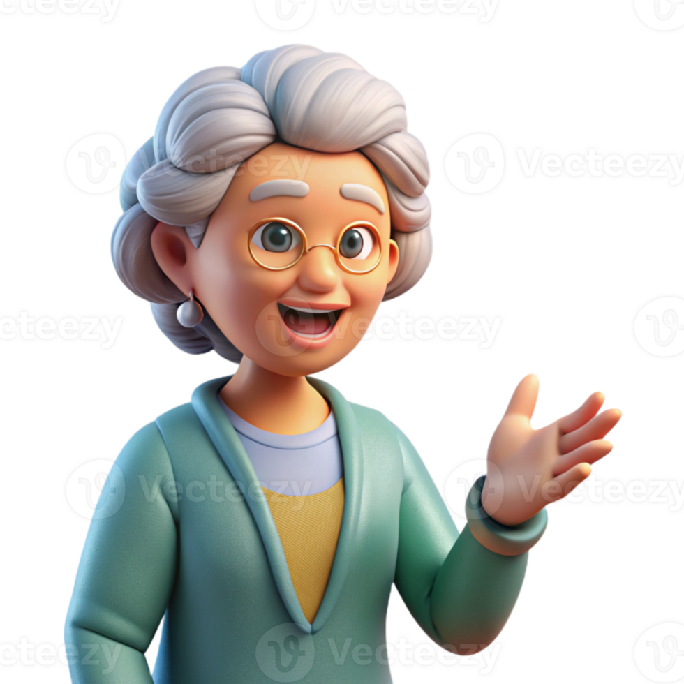 impressive artistic Elderly Woman Sharing Life Lessons Transparent Background 4K png