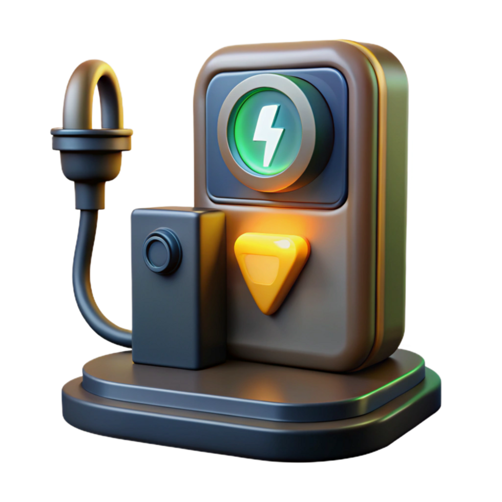 extraordinary minimalist Electric Car Charging Point Illuminated at Night Cutout high resolution png