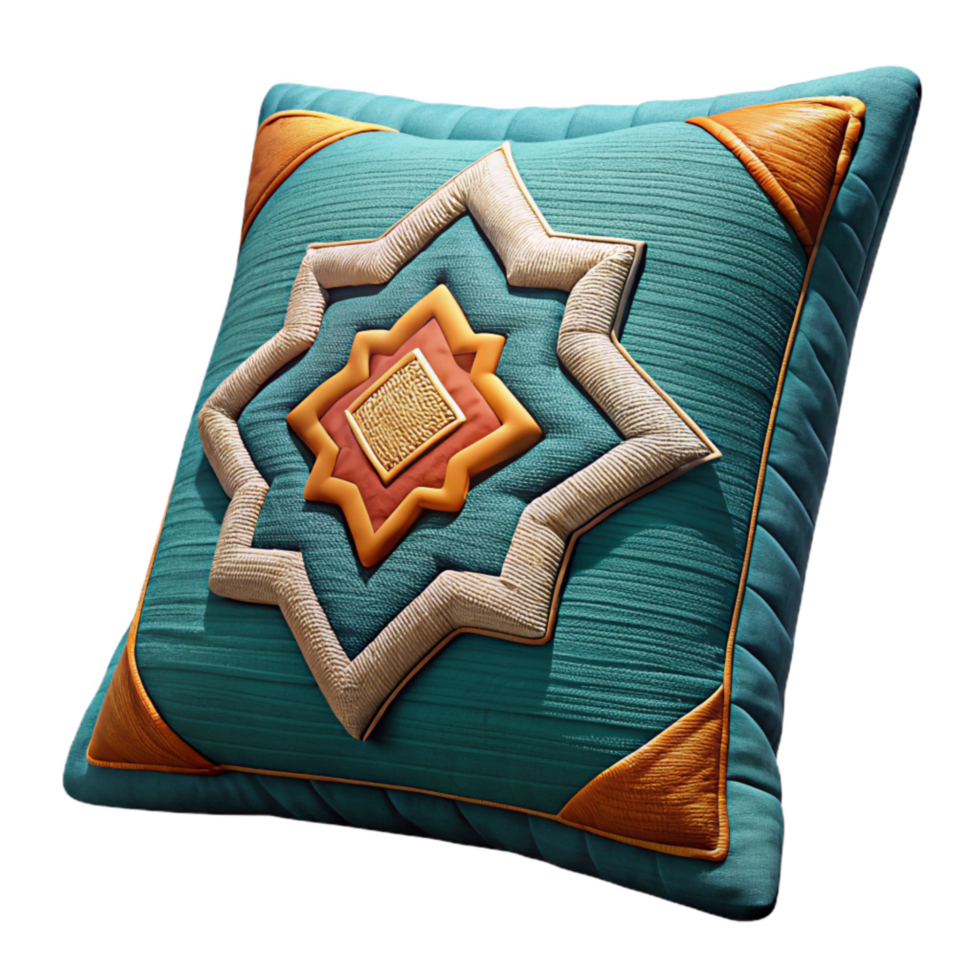 elegant modern Embroidered Cushion Cover with Geometric Pattern Cutout premium png