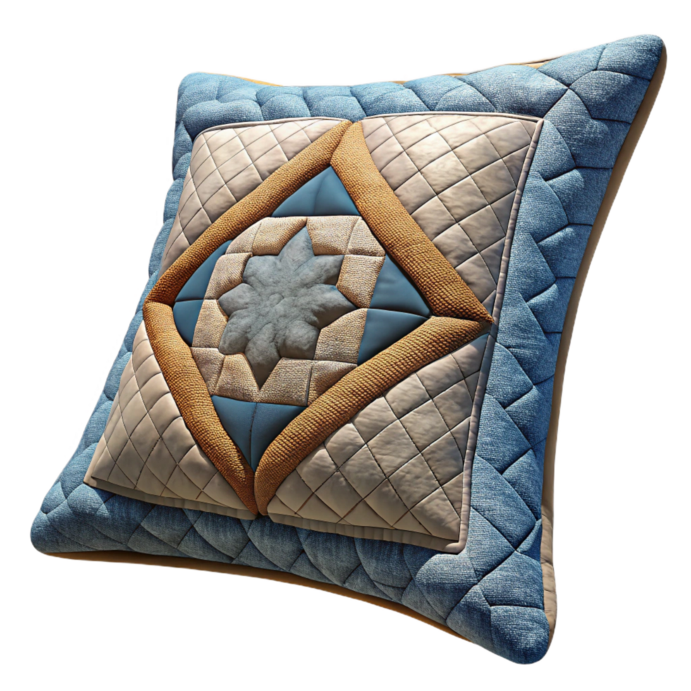 dramatic traditional Embroidered Cushion Cover with Geometric Pattern Cutout high resolution png