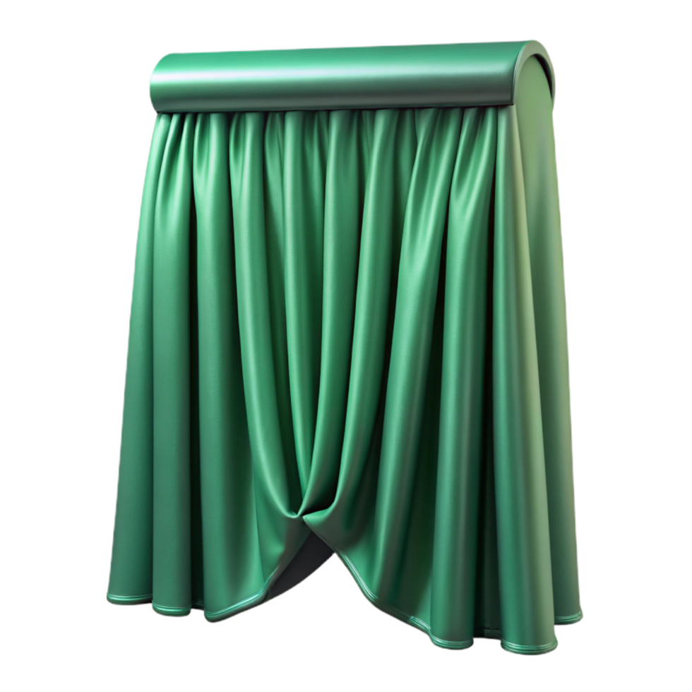 extraordinary abstract Emerald Green Velvet Curtain Fold Detail Transparent Background authentic png
