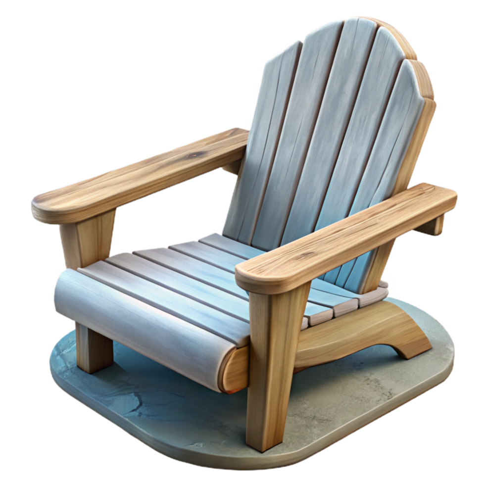 serene classic Empty Adirondack Chair Facing Lake Isolated detailed png