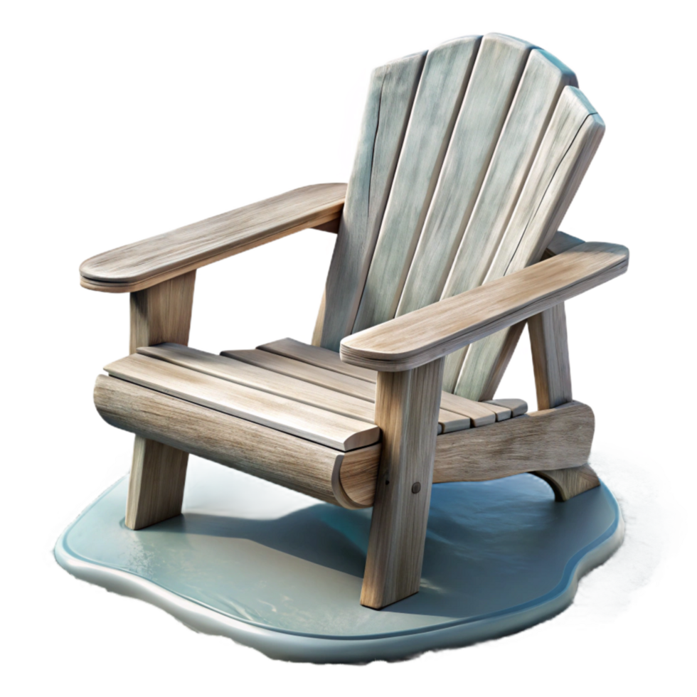 vibrant abstract Empty Adirondack Chair Facing Lake Isolated authentic png