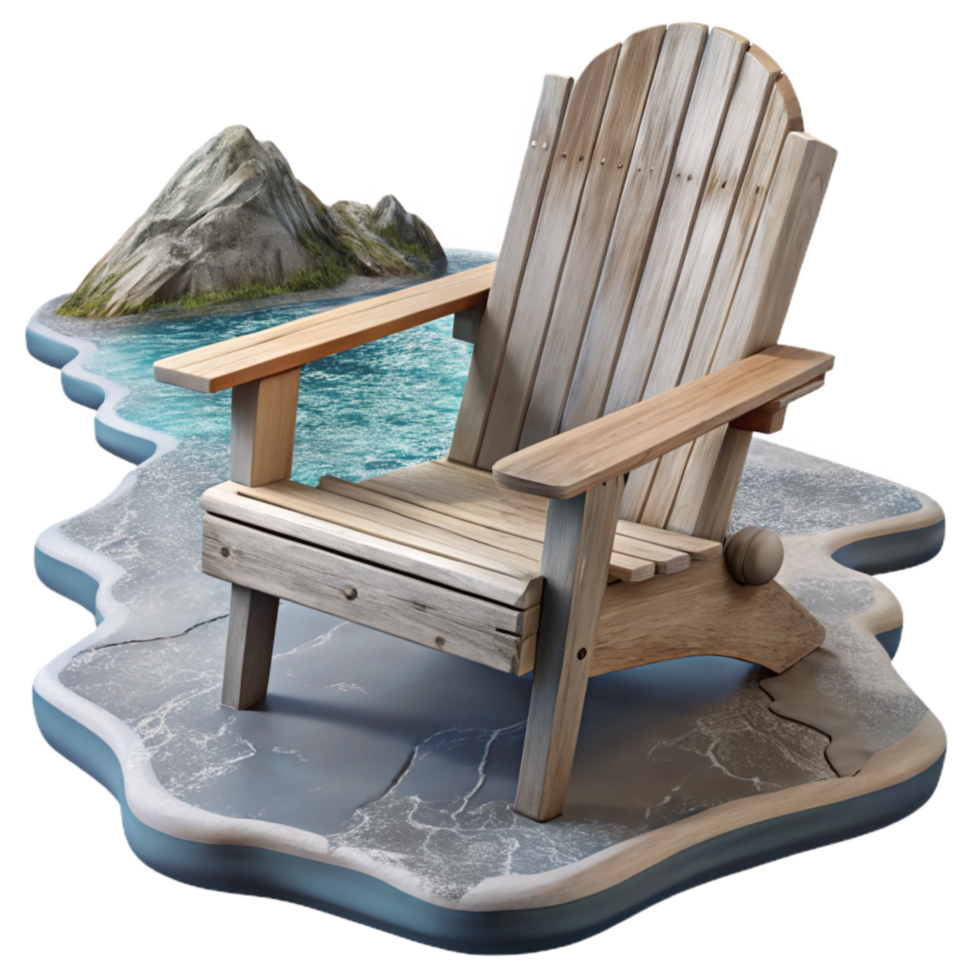 stunning contemporary Empty Adirondack Chair Facing Lake Isolated original png